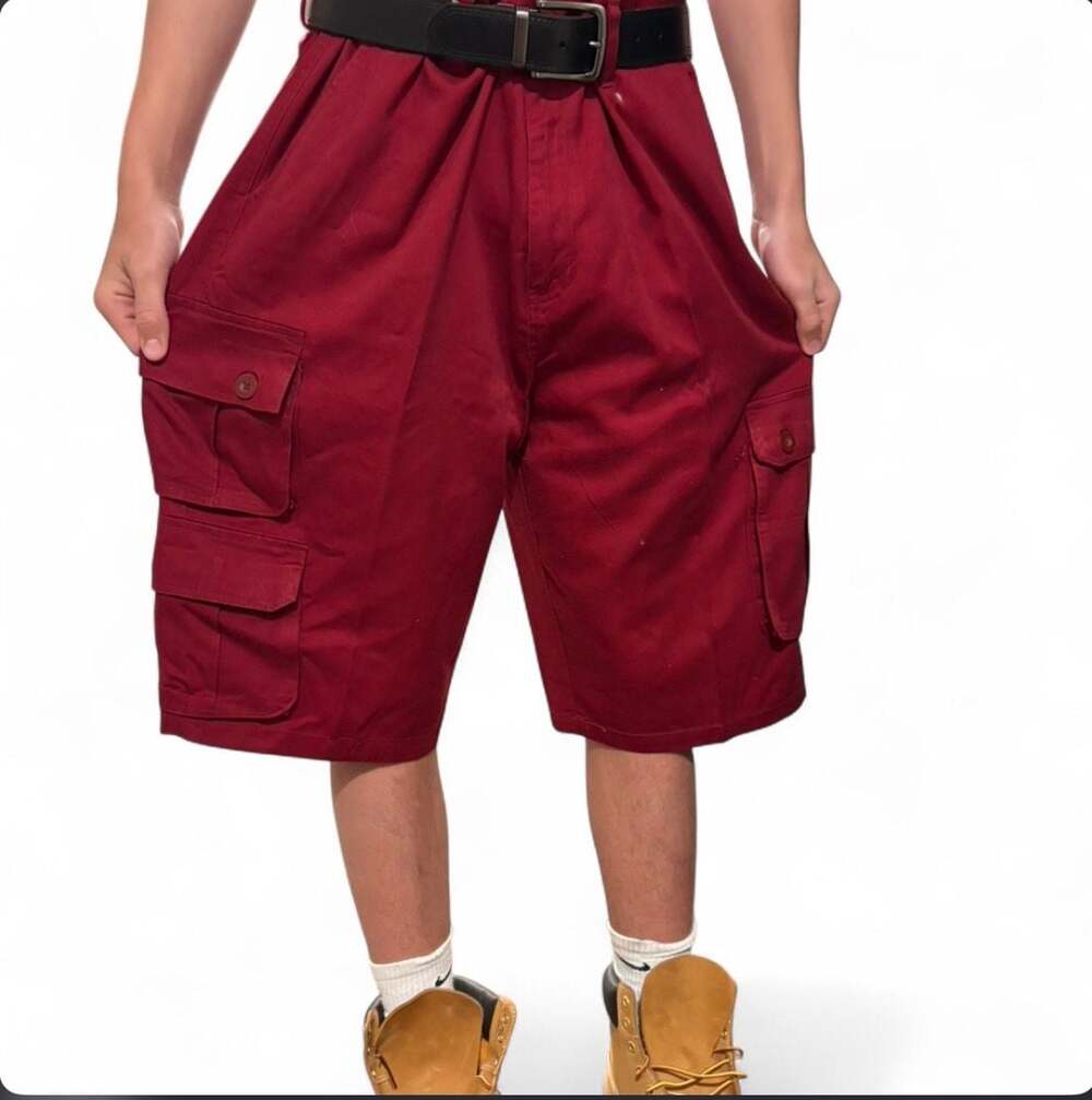 Vandal Collective VNDL Red Baggy Cargo Shorts